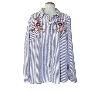 Laura Scott embroidered button down top size 2X